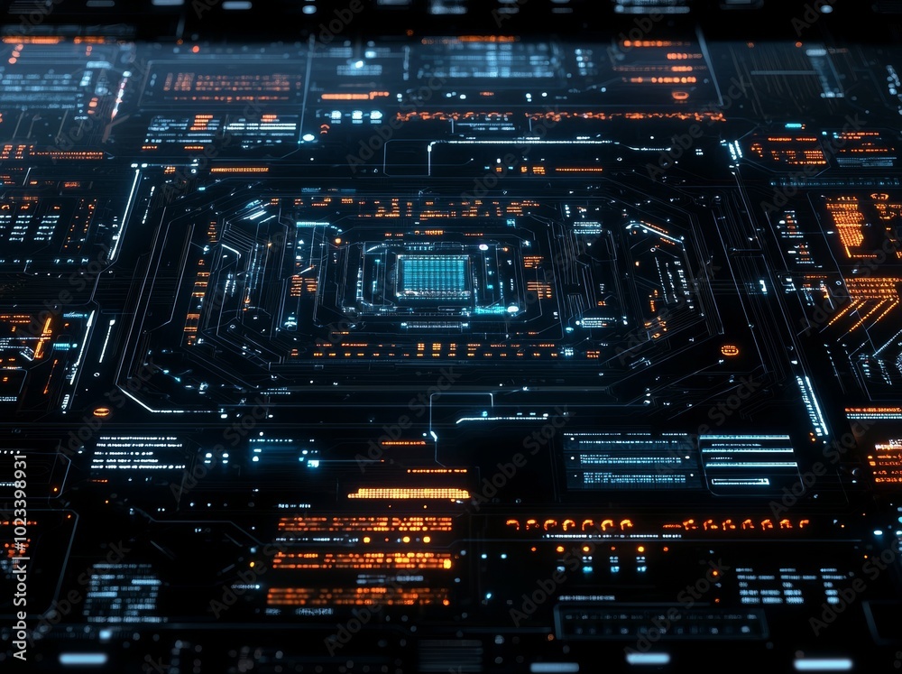 Circuit board featuring computer chip and CPU technology Circuit board featuring computer chip and CPU technology