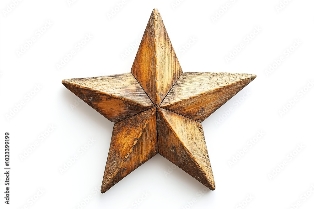 Wooden star on white, rustic texture Wooden star on white, rustic texture