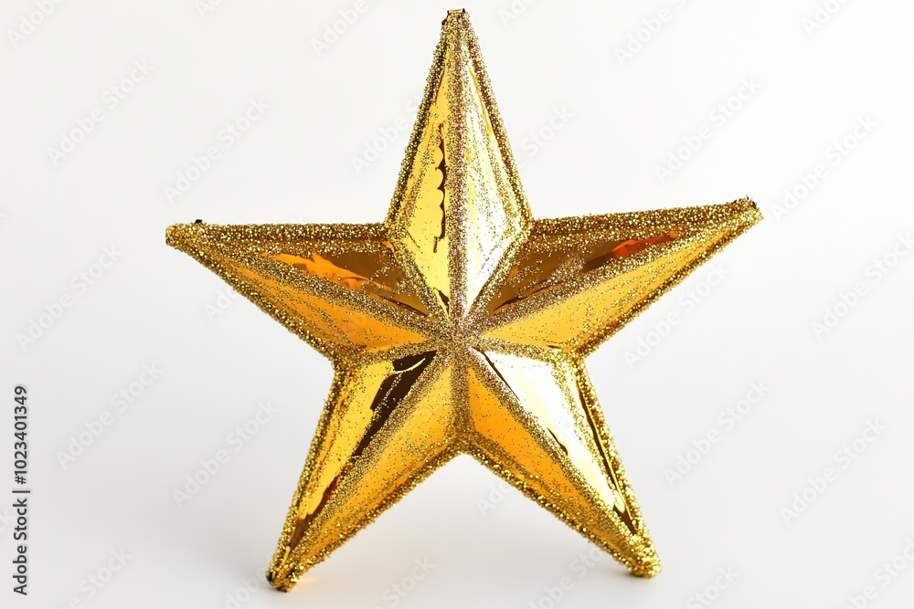 Golden star with glitter on white background Golden star with glitter on white background