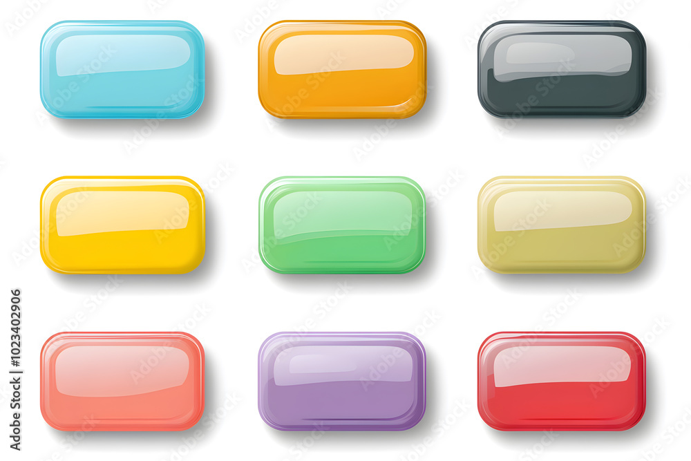 Colorful Soap Bar Collection, A vibrant set of glossy soap bars in various colors, displayed in a grid layout.