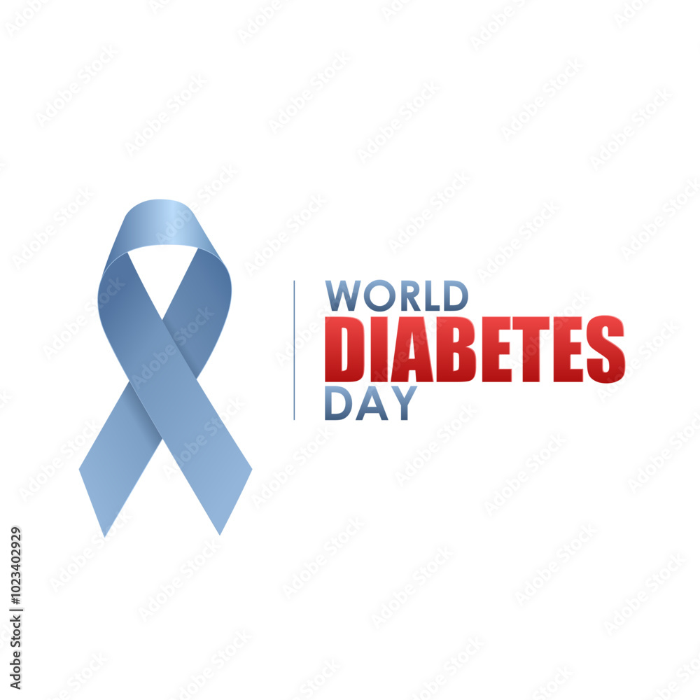 World Diabetes Day, simple design with blue ribbon World Diabetes Day, simple design with blue ribbon