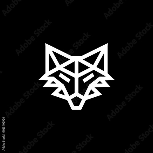 simple wolf outline geometric minimalist bold line wolf head logo vector photo