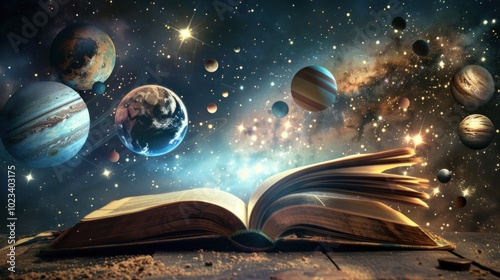 Open Book Revealing the Wonders of the Universe