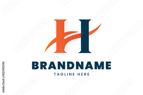 Bold dynamic abstract brand logo with modern H initials in blue and red colors, letter h logo 