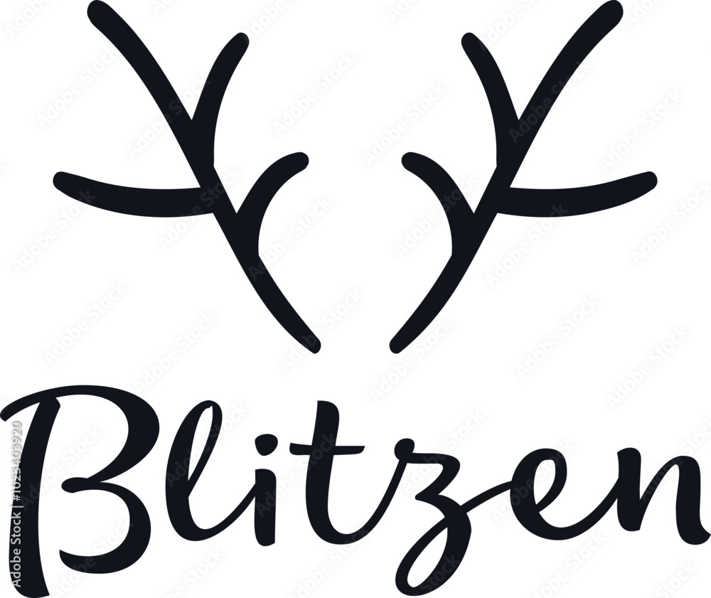 Blitzen reindeer. Christmas reindeer names vector illustrations Blitzen reindeer. Christmas reindeer names vector illustrations