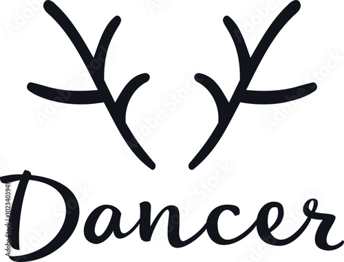 Dancer reindeer. Christmas reindeer names vector illustrations