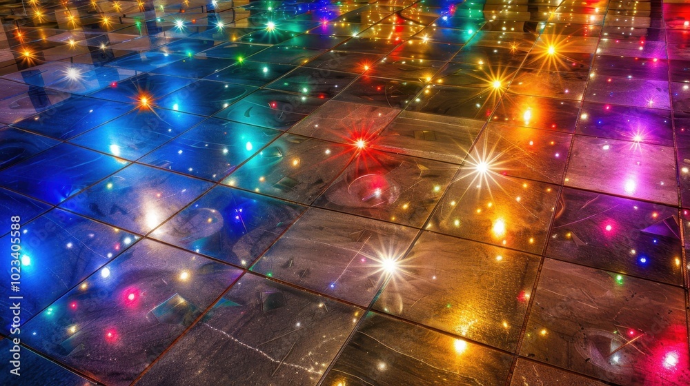 Obraz premium Colorful Reflection on Shiny Floor Tiles