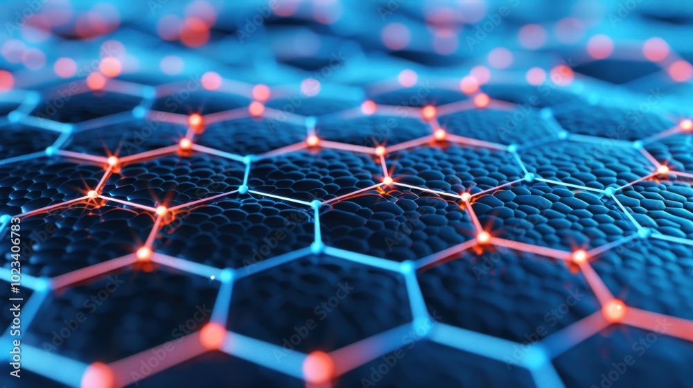 Abstract Hexagonal Pattern with Glowing Lights Abstract Hexagonal Pattern with Glowing Lights