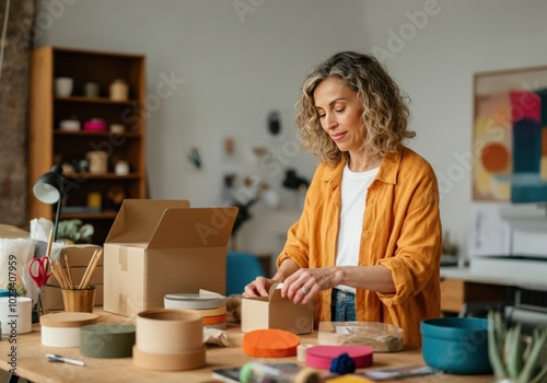 Woman Packaging Products for Shipping