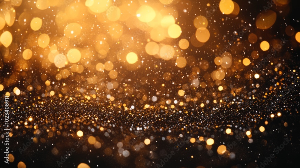 A blurry image of gold and black with many small circles A blurry image of gold and black with many small circles