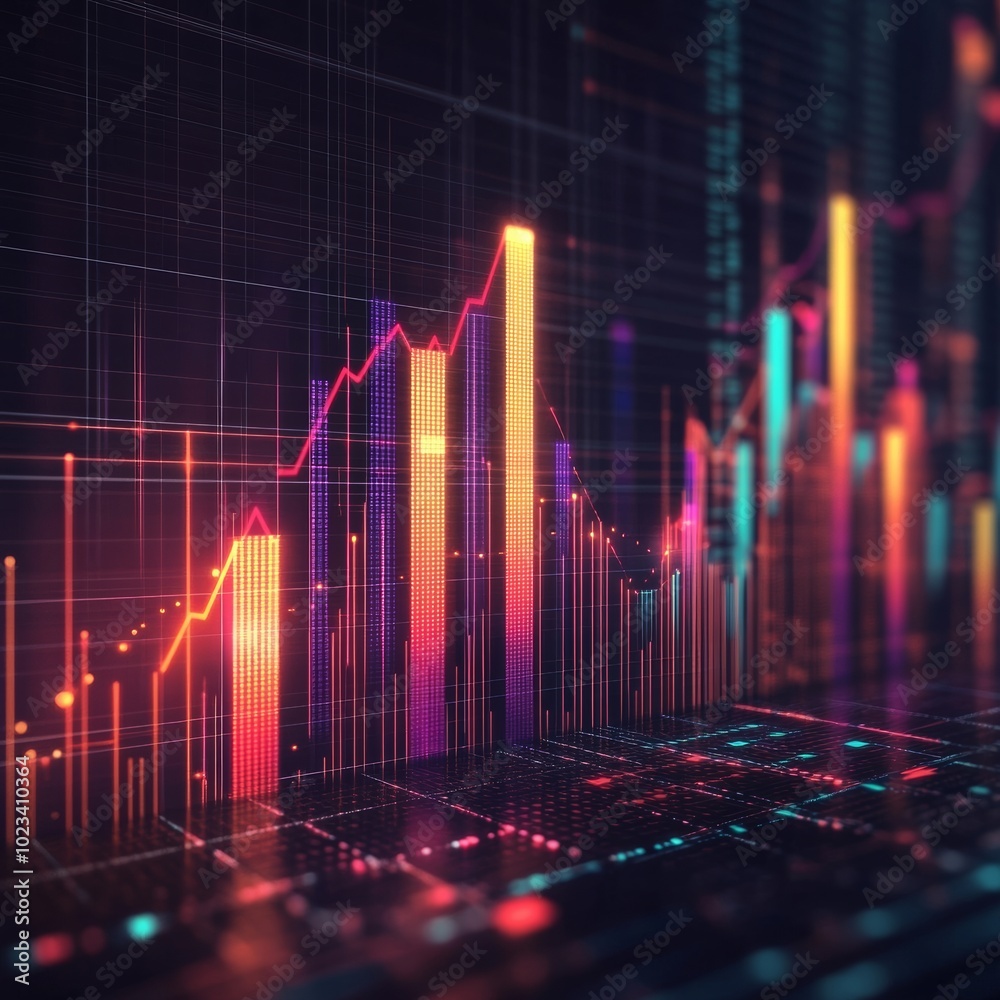 A digital financial graph showing an upward trend, rendered with glossy bars and arrows A digital financial graph showing an upward trend, rendered with glossy bars and arrows