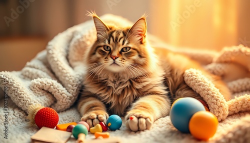 Relaxed Tabby Cat on White Blanket | Soft Furry Ball of Joy