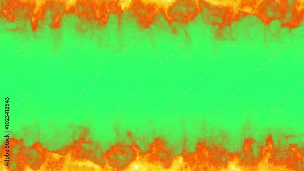 Animation orange fire flame on green background. Animation orange fire flame on green background.