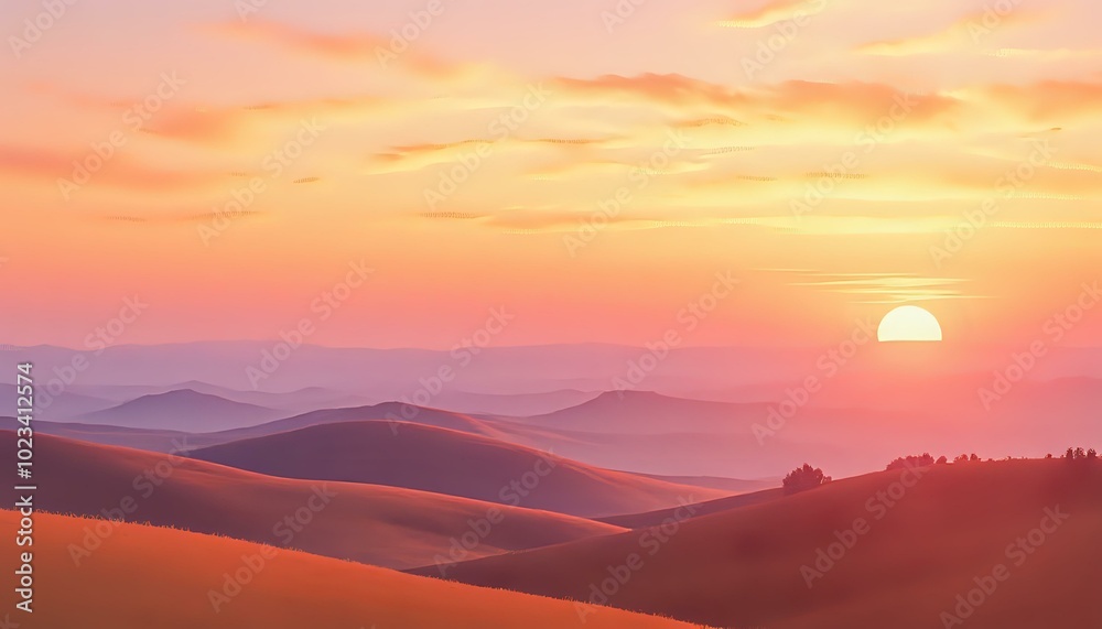 Obraz premium Breathtaking Sunset Over Countryside - Natures Glow