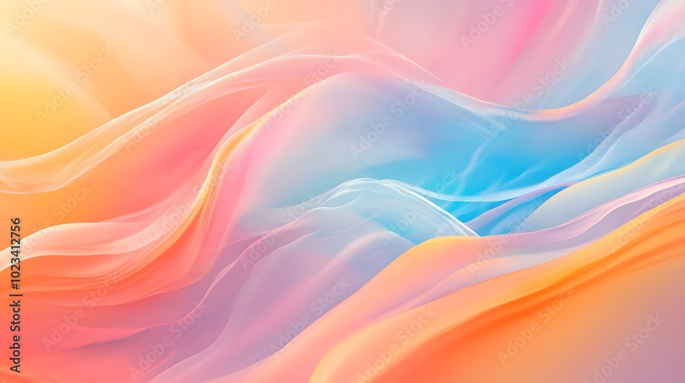 Abstract background with colorful waves and soft curves, creating an elegant and modern wallpaper design, orange, pink, purple Abstract background with colorful waves and soft curves, creating an elegant and modern wallpaper design, orange, pink, purple