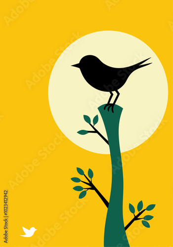 Flying silhouette: Minimalism as art at the zenith of sunlight.
