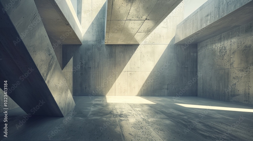 Obraz premium Abstract Concrete Interior with Sunbeams