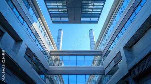 Modern architecture with glass and sky view