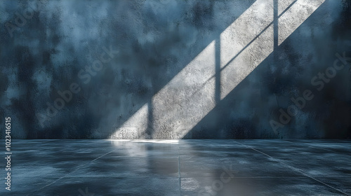 Abstract 3D Render: Light on a Dark Concrete Wall