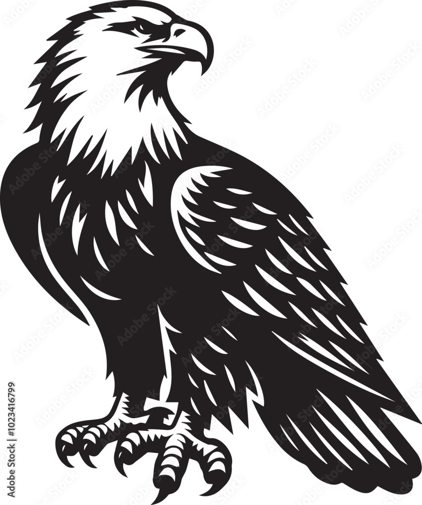 Obraz premium Bald eagle black drawing silhouette design