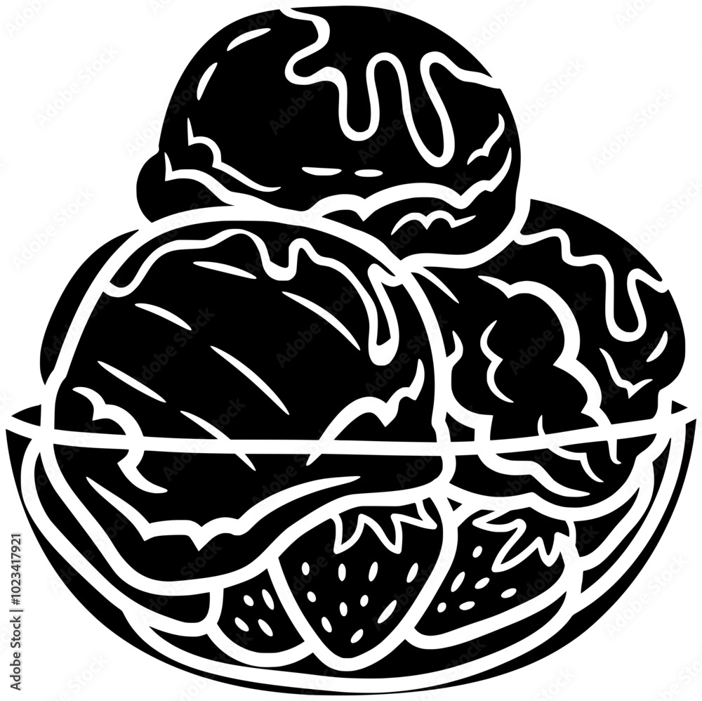 sundae illustration summer silhouette ice logo food icon dessert outline sweet cream vanilla snack chocolate cold scoop frozen flavor shape with vector graphic background sundae illustration summer silhouette ice logo food icon dessert outline sweet cream vanilla snack chocolate cold scoop frozen flavor shape with vector graphic background