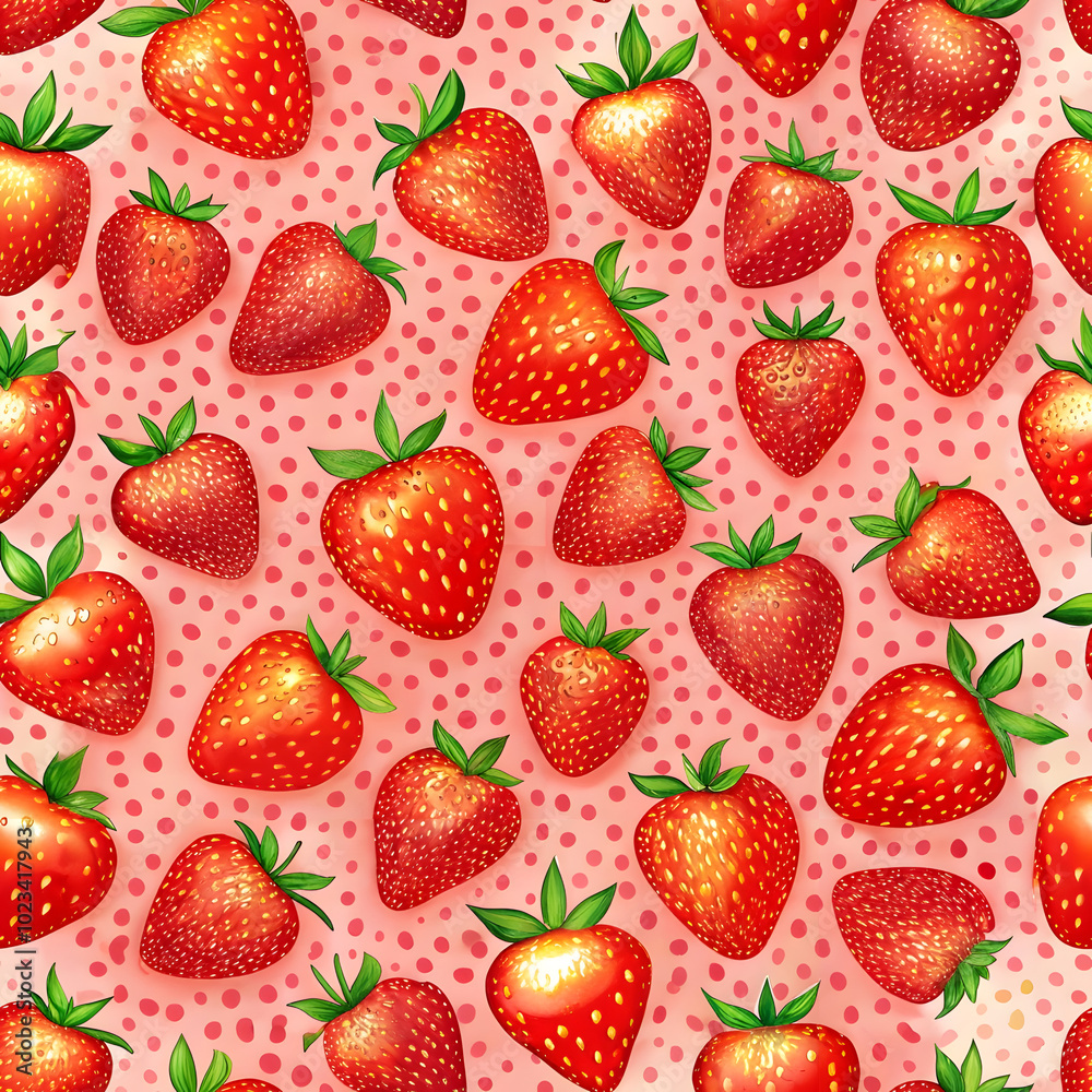 Seamless Strawberry Texture with Vibrant Red Skin. Perfect for: Summer, Strawberry Festival
