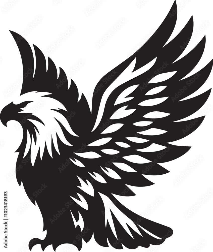 Fototapeta premium Bald eagle black drawing silhouette design