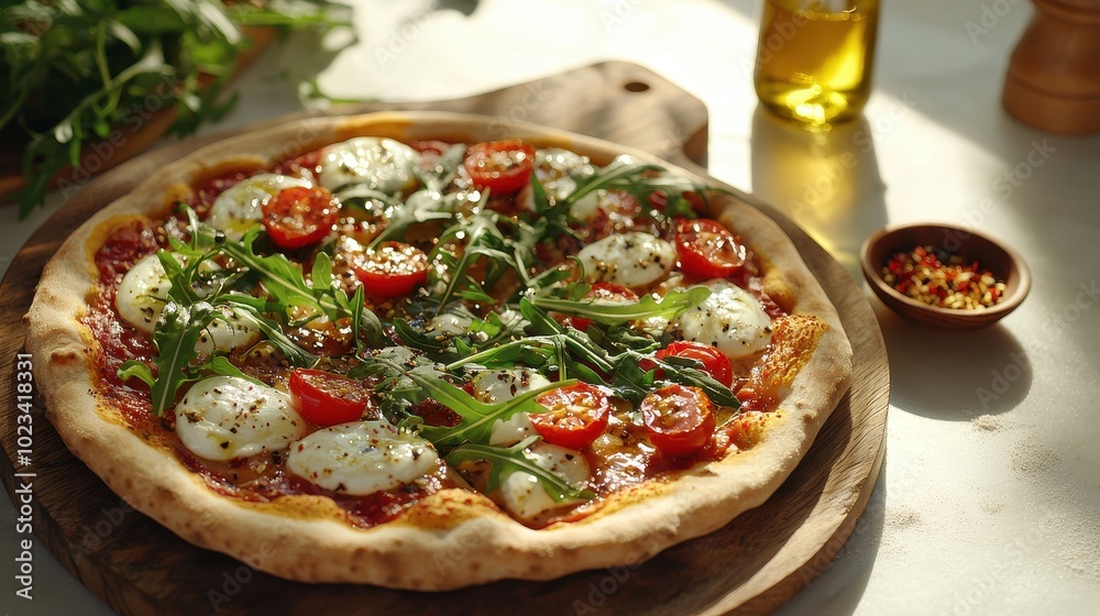 Artisanal Pizza with Fresh Ingredients and Crispy Crust Artisanal Pizza with Fresh Ingredients and Crispy Crust