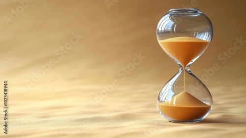 isolated hourglass against a plain white background capturing the essence of time passing with fine sand flowing gracefully creating a sense of contemplation and curiosity