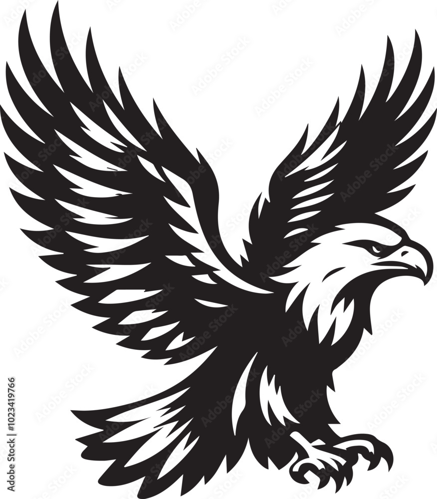 Fototapeta premium Bald eagle black drawing silhouette design