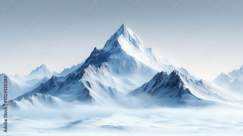 isolated snowcapped mountain on a pristine white background evoking a sense of peace and tranquility symbolizing the beauty of nature and the allure of winter landscapes isolated snowcapped mountain on a pristine white background evoking a sense of peace and tranquility symbolizing the beauty of nature and the allure of winter landscapes