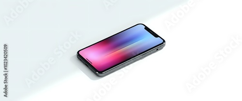 Minimalist Abstract iPhone Photo on White Surface, Purple Pink Display