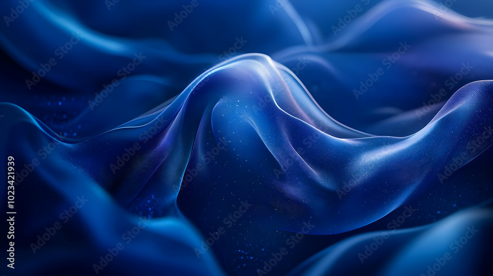 Obraz premium Abstract 3D Background, Blue Waves, Smooth Surface