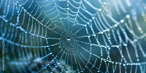 spider web with water drops