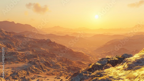 Golden Sunrise Over Mountain Landscape