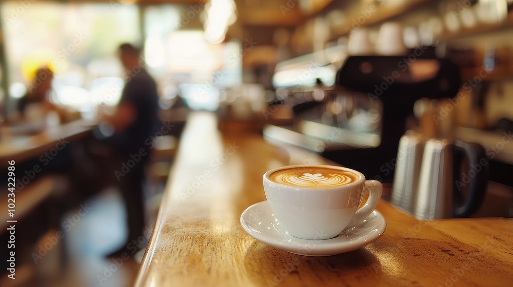 Cozy Coffee Shop Scene with Steaming Beverage Cozy Coffee Shop Scene with Steaming Beverage