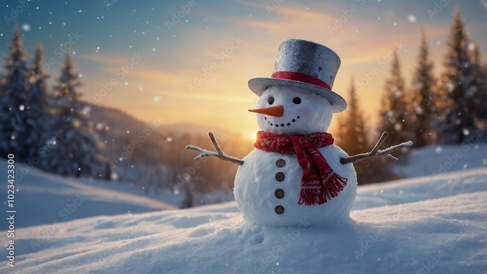 Obraz premium snowman of snow, winter background