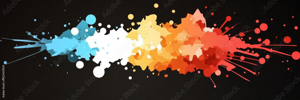 Obraz premium Abstract colorful splatter design on black background.