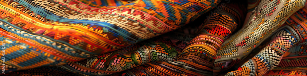 A hand-woven Mexican blanket, its intricate patterns and earthy tones adding a warm, rustic feel to any space. A hand-woven Mexican blanket, its intricate patterns and earthy tones adding a warm, rustic feel to any space.