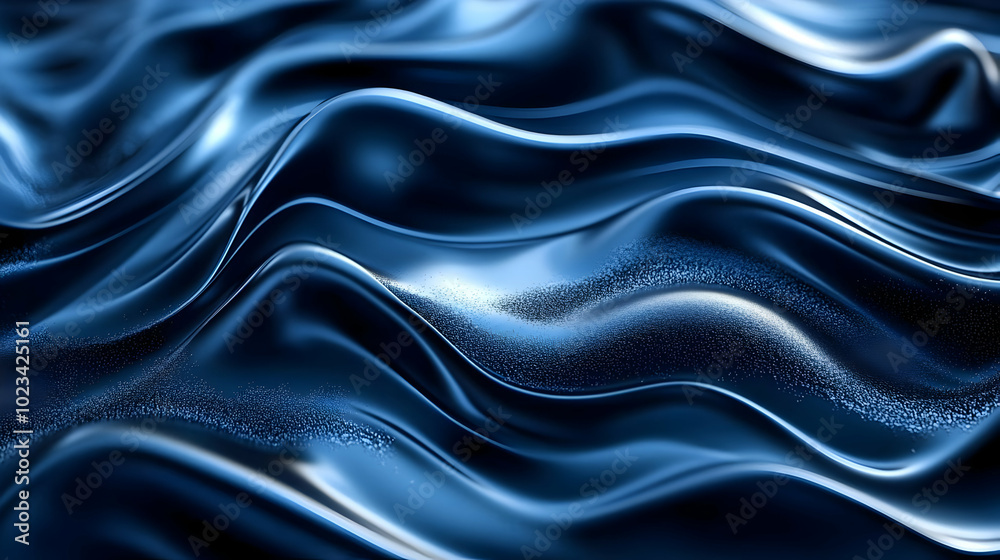 Obraz premium Abstract Blue Wave Background - Liquid Flow and 3D Design