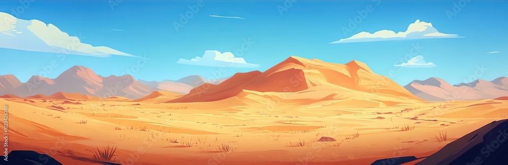 Naklejka premium 2D animated cartoon desert,