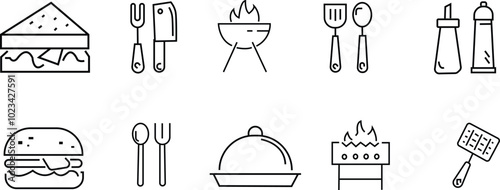 Grilling Icons and Symbols set