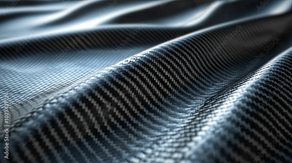 A Close-Up of Wavy Black Carbon Fiber Material A Close-Up of Wavy Black Carbon Fiber Material