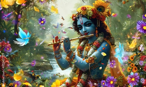 Krishna Janmashtami Gopal Kala Indian Festival Background photo