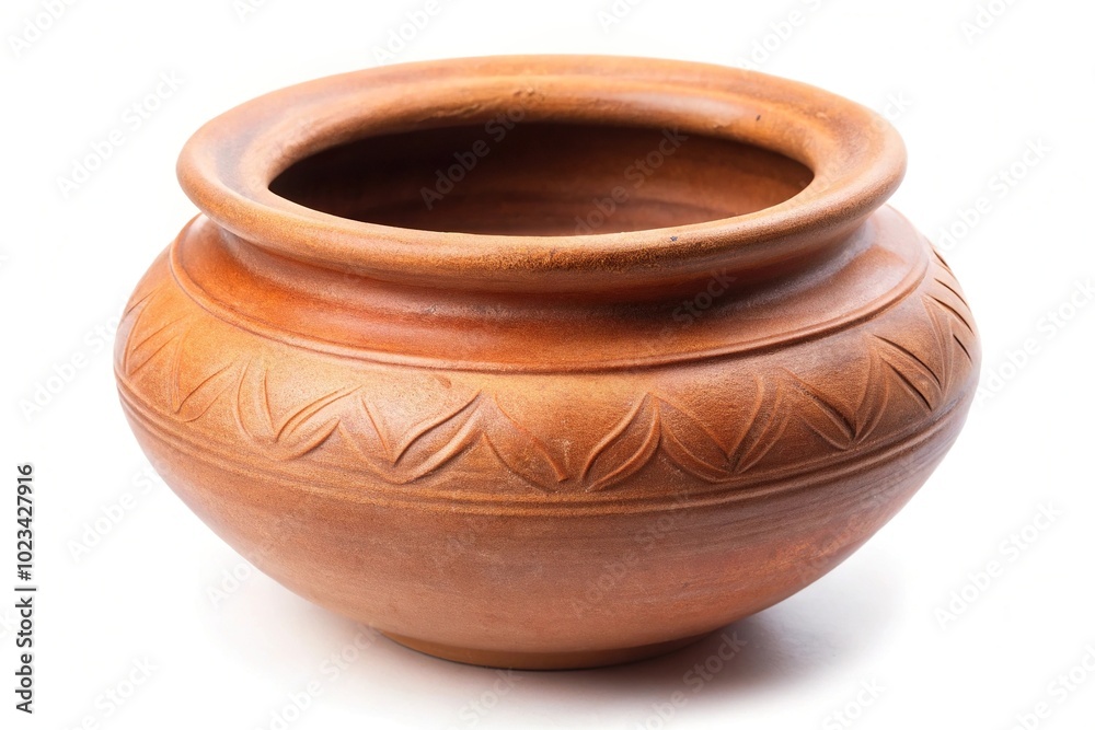 Handmade clay pot isolated on white background with clipping path Handmade clay pot isolated on white background with clipping path