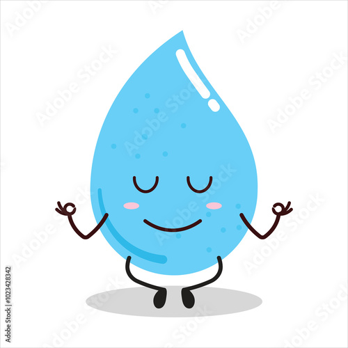 cute yoga expression of water drop cartoon character