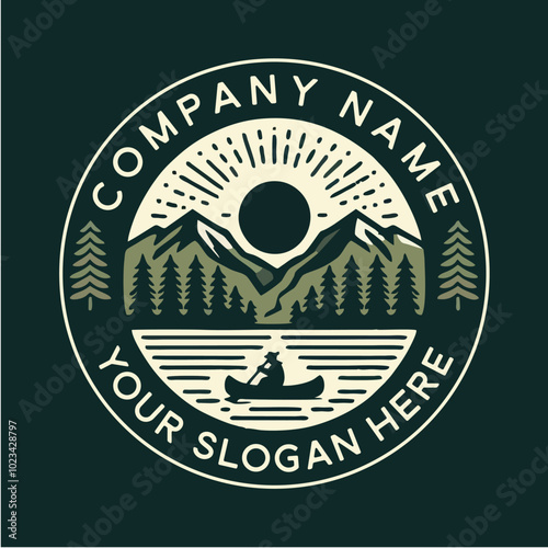 monoline Outdoor Adventure: A Journey Through Nature's Wilderness badge design