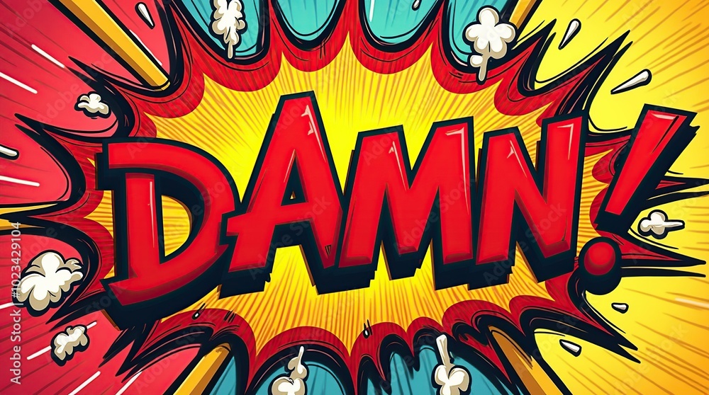 Comic book style explosion with the word 'Damn' in bold colors Comic book style explosion with the word 'Damn' in bold colors