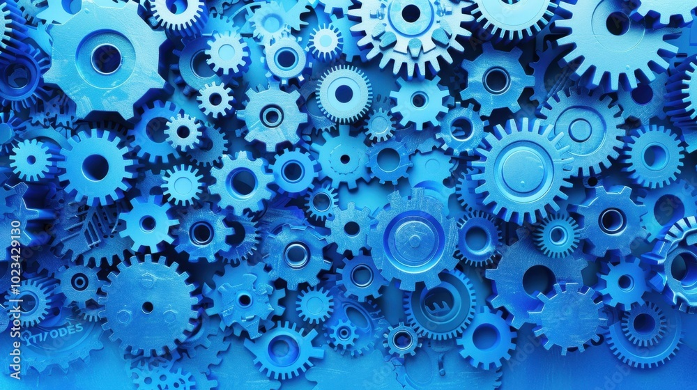 Blue Gears and Cogs Background Pattern Blue Gears and Cogs Background Pattern