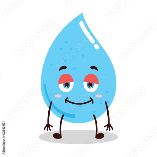 cute lazy expression of water drop cartoon character